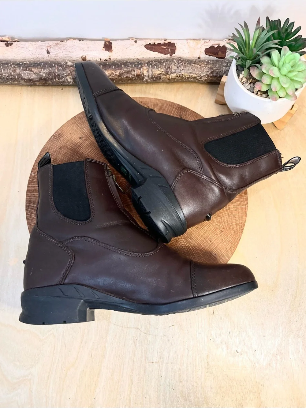 Ariat Brown Heritage Paddock Front Zip Boots Size 8B Leather Equestrian